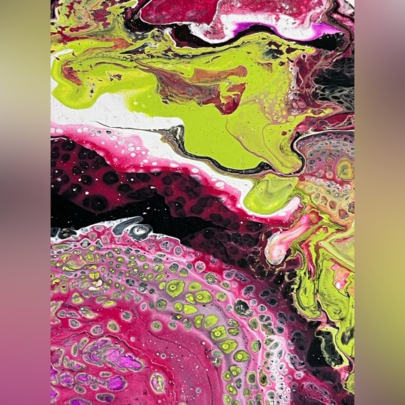 Vibrant Swirl Canvas Art in Pink, Green, and Black - Picture 5 of 7